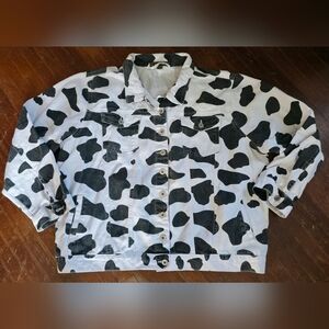 TAXI Womens Denim Cow Print Jacket 100% Cotton 2X